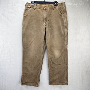 Carhartt FR Washed Duck Dungaree Pants Mens 35x27 Brown Carpenter 100791-246